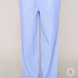Danielle Guizio Light Blue Striped Straight Leg Pants